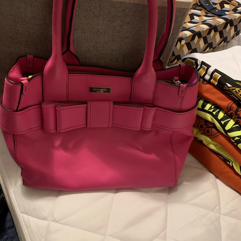 Kate Spade Pink Structured Tote with Bow Detail